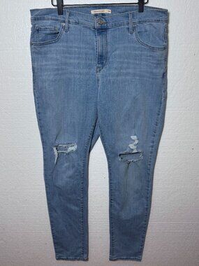 Levi's Womens Size 16 W 721 High Rise Skinny jeans Ripped Distressed Medium Wash